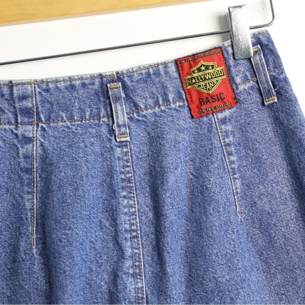 Vintage 80s 90s Hollywood Era denim mini skirt high waist XS XXS - Picture 4 of 8